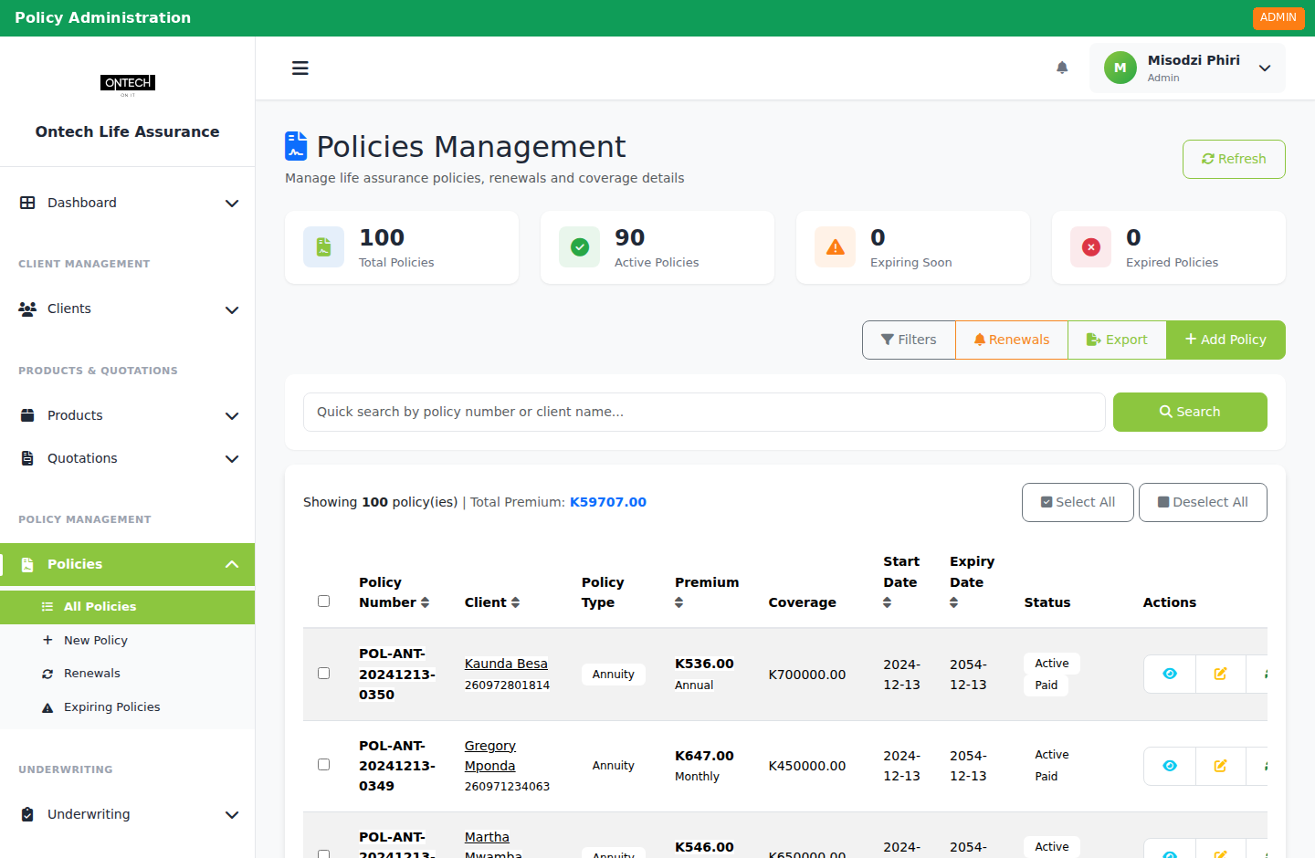Policy Administration