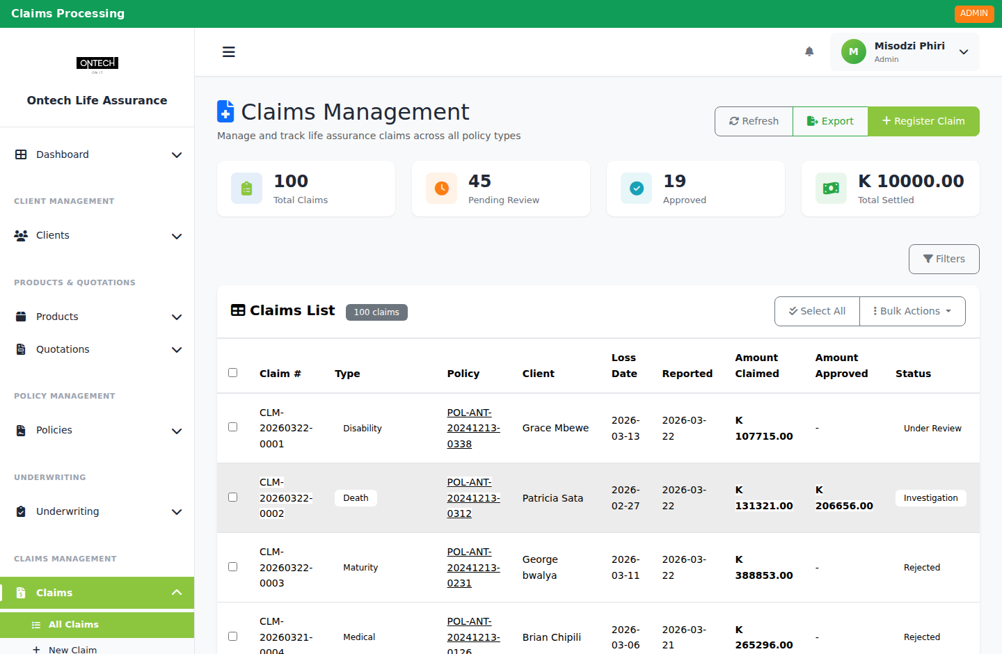 Claims Processing